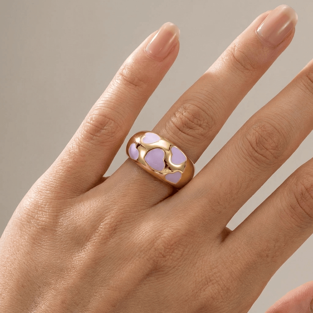 Gold Purple Enamel Dome Ring by Rose & Oliver - product image 2