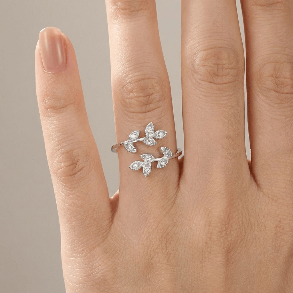 Silver Zirconia Leaf Wrap - (Adjustable) by Rose & Oliver - product image 2