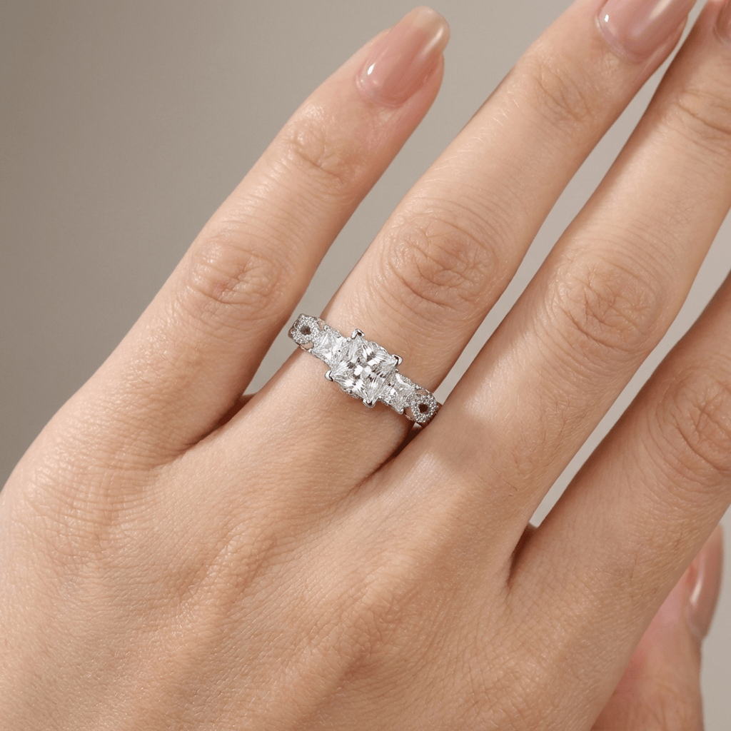 Three Stone Zirconia Silver Twist Ring by Rose & Oliver - product image 2
