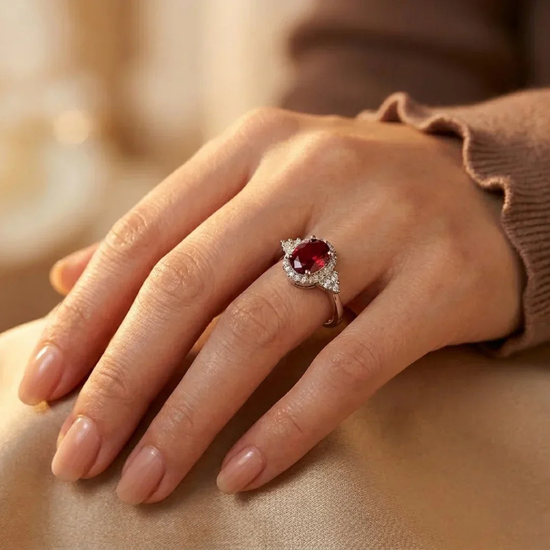 Silver Ruby Halo Ring by Rose & Oliver - product image 2