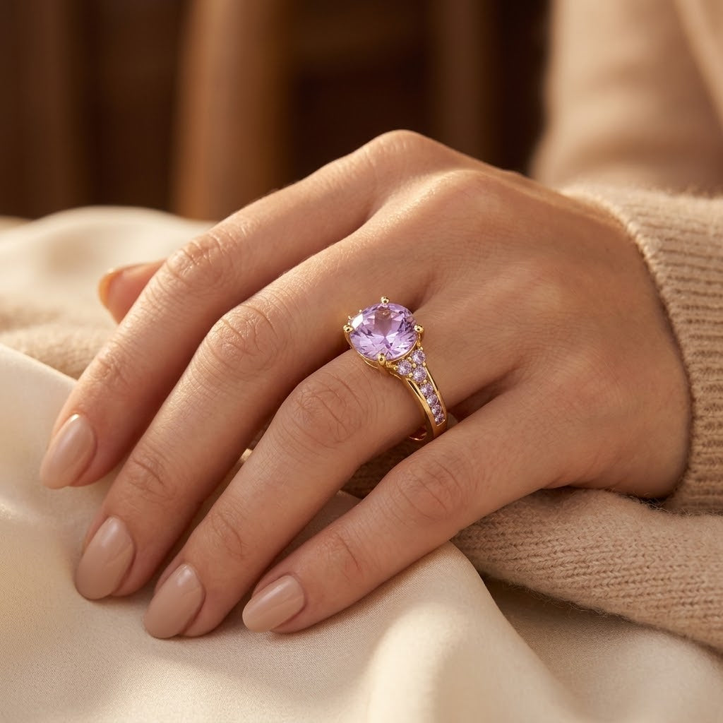 Gold Amethyst Cluster Ring by Rose & Oliver - product image 2