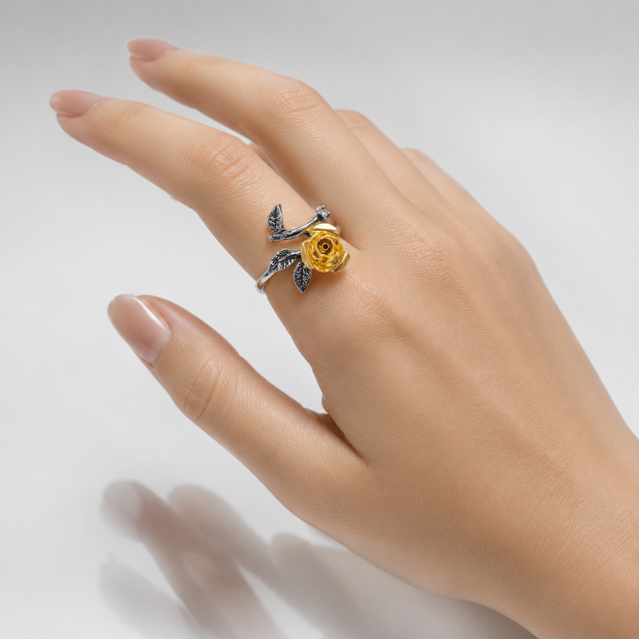 Silver Yellow Rose Ring by Rose & Oliver - product image 2