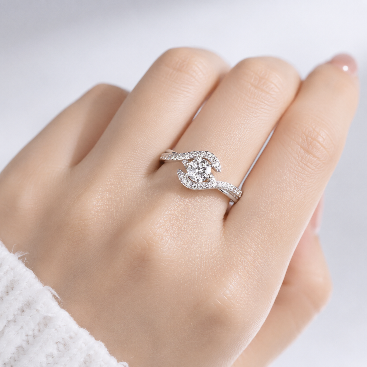Silver Oval Diamond Twist Ring by Rose & Oliver - product image 2