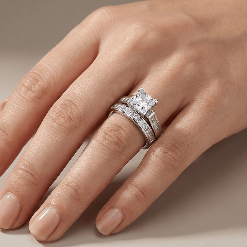Silver Square Zirconia Halo Ring by Rose & Oliver - product image 4