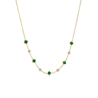 Gold Emerald Geometric Station Necklace by Rose & Oliver - product image 3