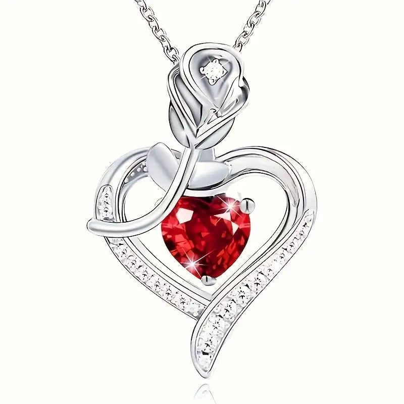 Silver Ruby Heart Pendant Necklace by Rose & Oliver - product image 5