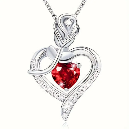 Silver Ruby Heart Pendant Necklace by Rose & Oliver - product image 5