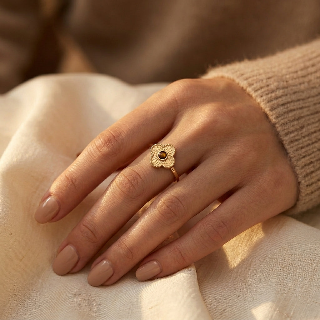 Gold Floral Open Ring by Rose & Oliver - product image 2