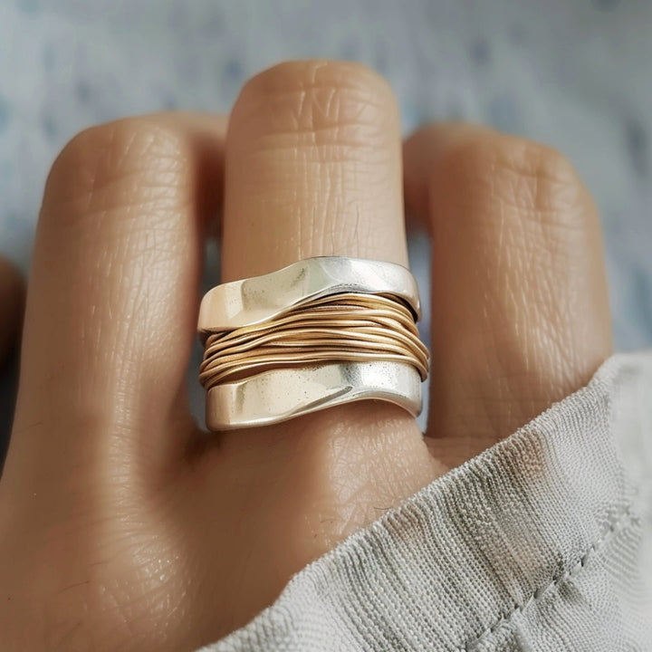 Silver Golden Threads Ring by Rose & Oliver - product image 1