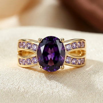 Gold Amethyst Split Band Ring by Rose & Oliver - product image 1