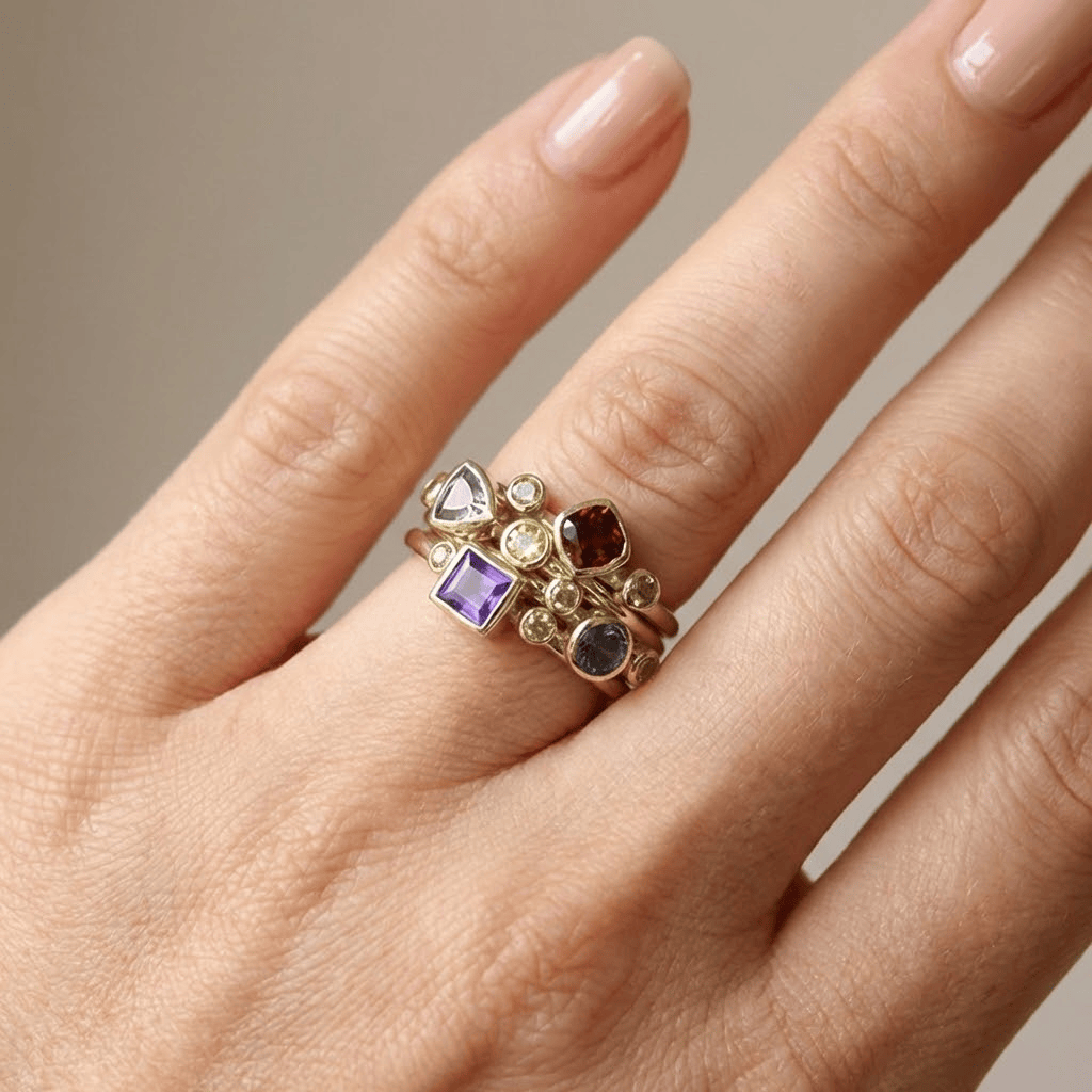 Colorful Gemstone Gold Stacking Ring Set by Rose & Oliver - product image 2