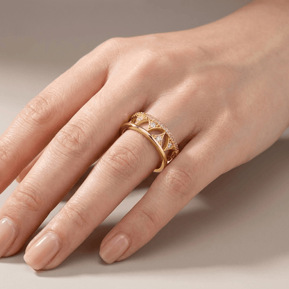 Crystal Crown Gold Band Ring - (Adjustable) by Rose & Oliver - product image 2