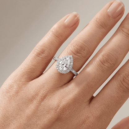 Pear Zirconia Silver Halo Ring by Rose & Oliver - product image 2