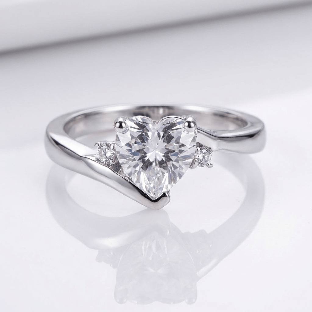 Heart Zirconia Silver Bypass Ring by Rose & Oliver - product image 1