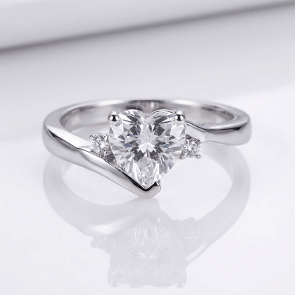 Heart Zirconia Silver Bypass Ring by Rose & Oliver - product image 1