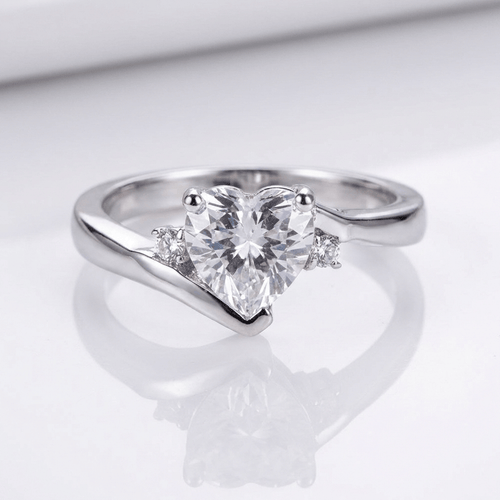 Heart Zirconia Silver Bypass Ring by Rose & Oliver - product image 1