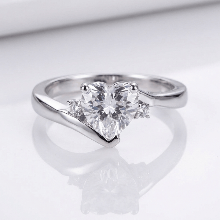 Heart Zirconia Silver Bypass Ring by Rose & Oliver - product image 1