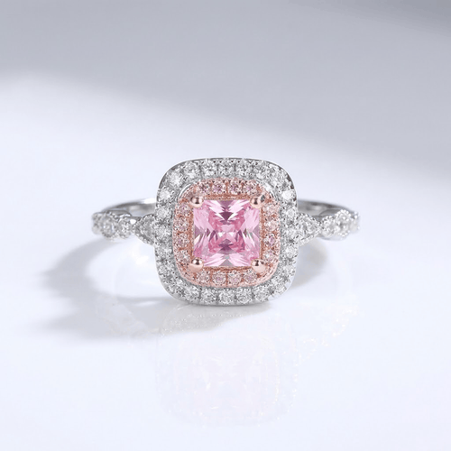 Pink Cushion Zirconia Halo Ring by Rose & Oliver - product image 1