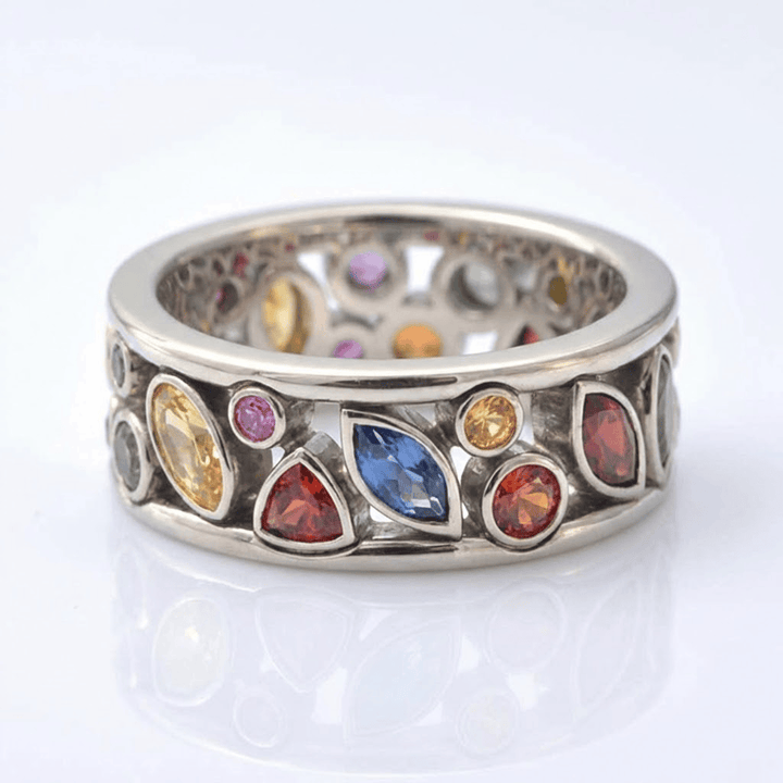 Silver Multi Stone Rainbow Ring by Rose & Oliver - product image 1