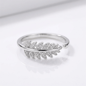 Silver Feather Zirconia Ring - (Adjustable) by Rose & Oliver - product image 1