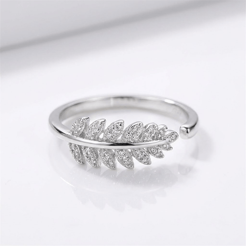 Silver Feather Zirconia Ring - (Adjustable) by Rose & Oliver - product image 1