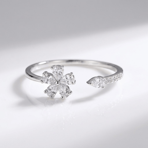 Silver Zirconia Flower - (Adjustable) by Rose & Oliver - product image 1