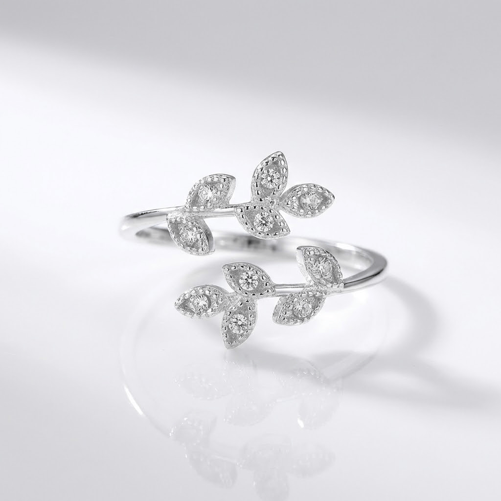 Silver Zirconia Leaf Wrap - (Adjustable) by Rose & Oliver - product image 1