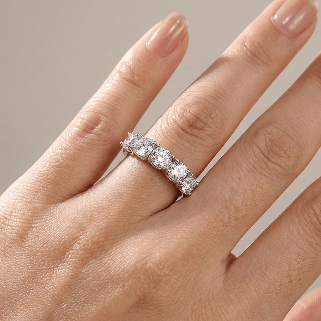 Silver Five Diamond Round Ring by Rose & Oliver - product image 2