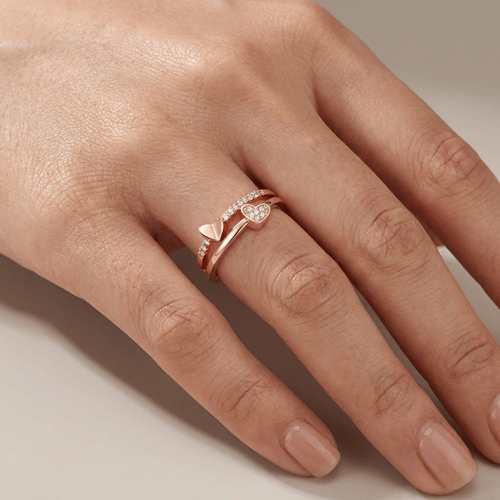 Rose Gold Heart Zirconia - (Adjustable) by Rose & Oliver - product image 2