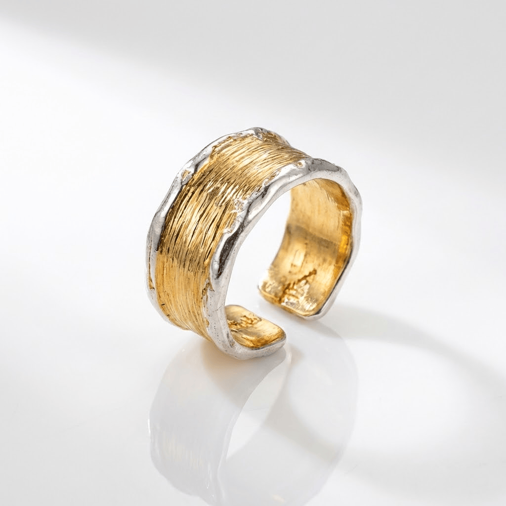 Handmade Gold Silver Two Tone Ring - (Adjustable) by Rose & Oliver - product image 1