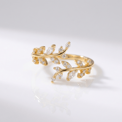 Crystal Leaf Vine Silver Ring - (Adjustable) by Rose & Oliver - product image 3