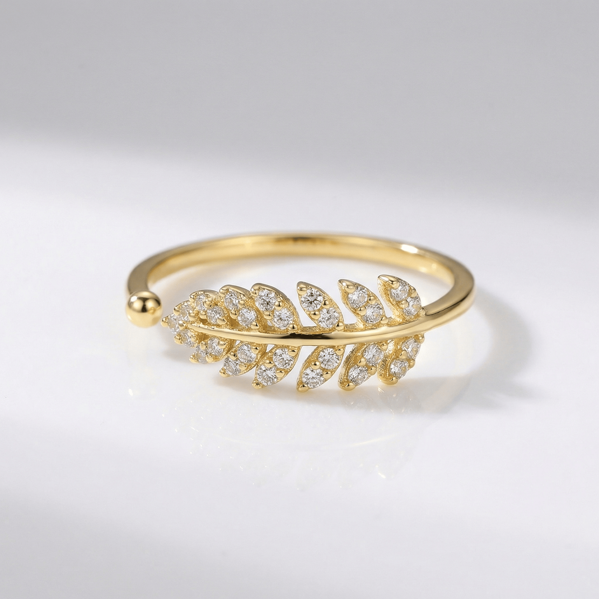 Silver Feather Zirconia Ring - (Adjustable) by Rose & Oliver - product image 3