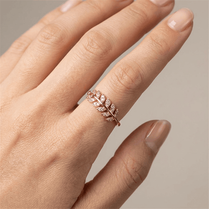 Silver Feather Zirconia Ring - (Adjustable) by Rose & Oliver - product image 6