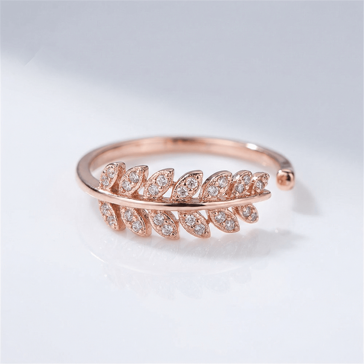 Silver Feather Zirconia Ring - (Adjustable) by Rose & Oliver - product image 5