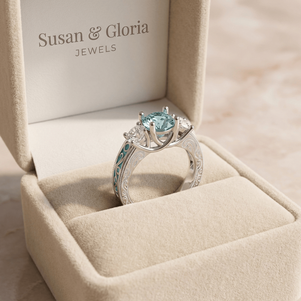 Silver Gemstone Oval Halo Ring by Rose & Oliver - product image 3
