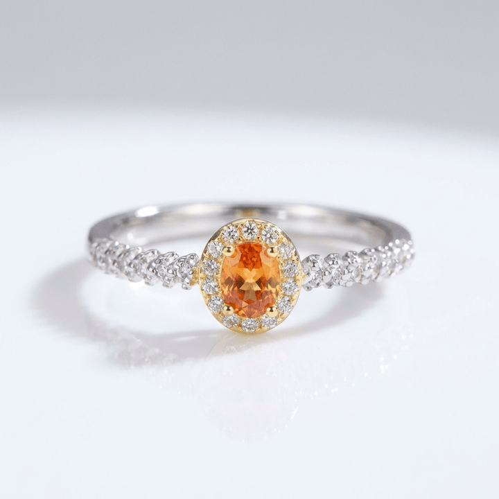 Silver Orange Topaz Halo Ring - (Adjustable) by Rose & Oliver - product image 1