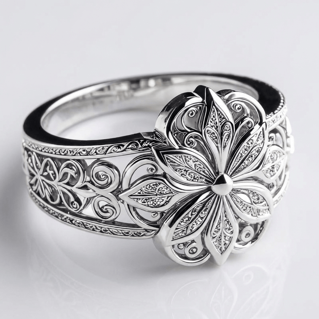 Silver Flower Zirconia Ring by Rose & Oliver - product image 1