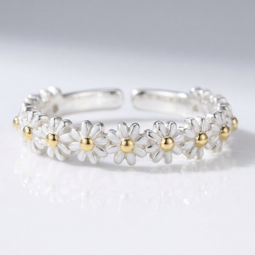 Daisy Cluster Band Ring - (Adjustable) by Rose & Oliver - product image 1