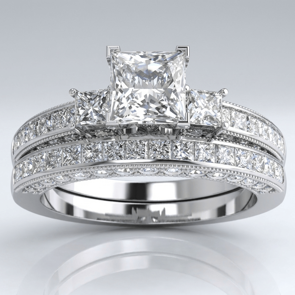 Silver Square Diamond Pave Ring by Rose & Oliver - product image 1