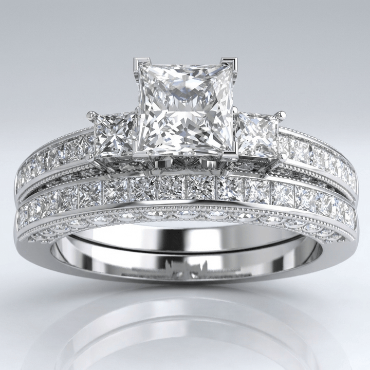 Silver Square Diamond Pave Ring by Rose & Oliver - product image 1