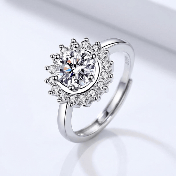 Silver Round Diamond Sunburst Ring - (Adjustable) by Rose & Oliver - product image 1