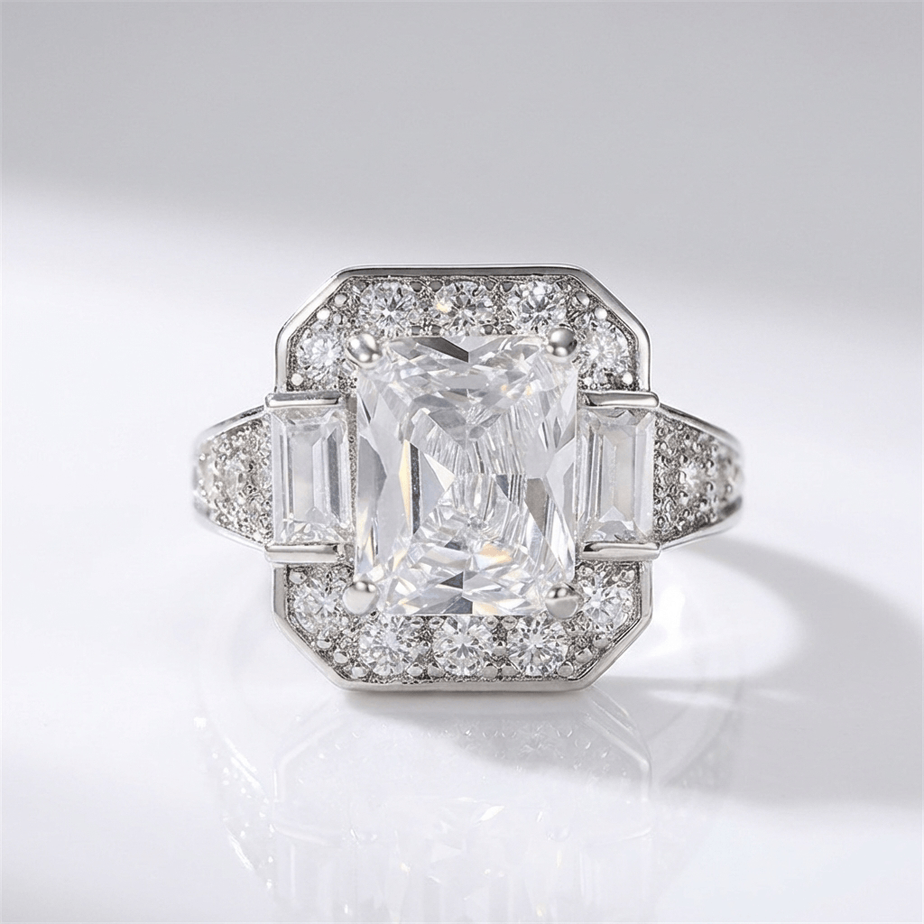 Silver Rectangular Zirconia Ring by Rose & Oliver - product image 1