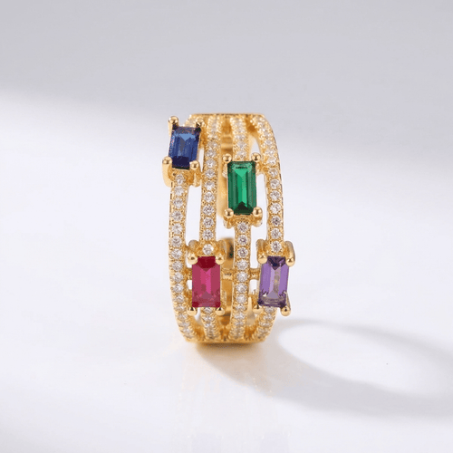 Gold Colorful Gemstone Ring - (Adjustable) by Rose & Oliver - product image 1