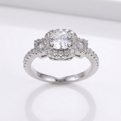 Silver Cushion Diamond Halo Ring by Rose & Oliver - product image 1