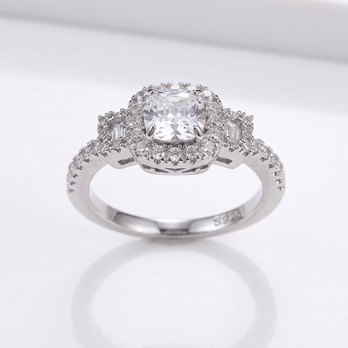 Silver Cushion Diamond Halo Ring by Rose & Oliver - product image 1