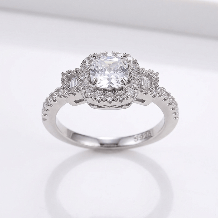 Silver Cushion Diamond Halo Ring by Rose & Oliver - product image 1