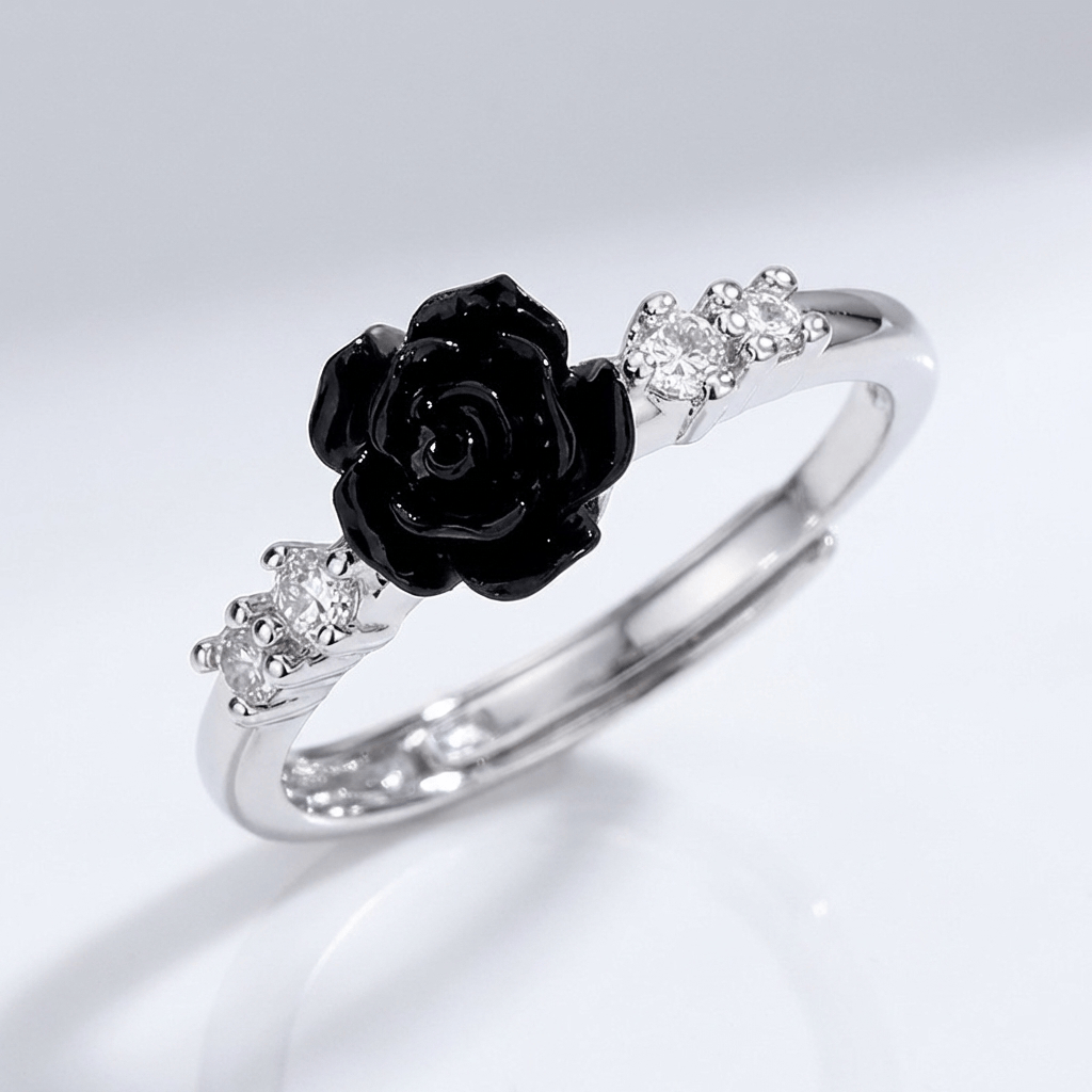 Silver Rose Diamond Ring - (Adjustable) by Rose & Oliver - product image 7