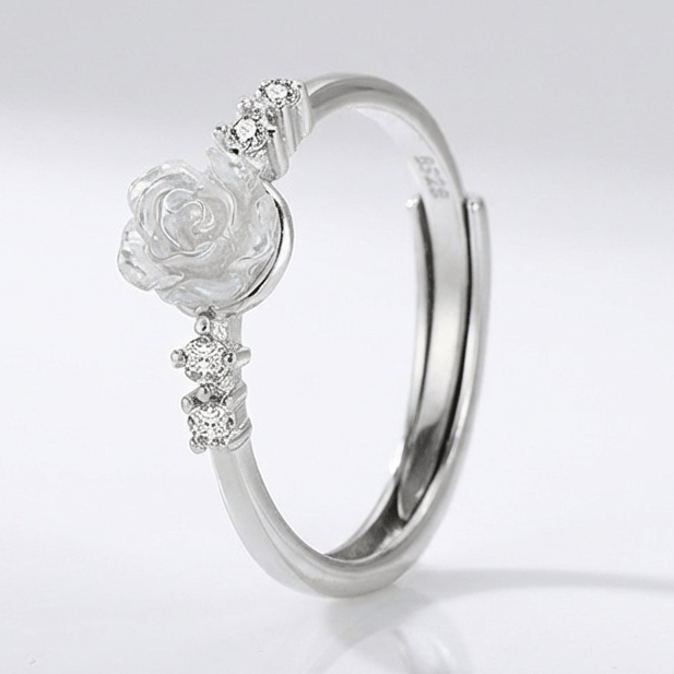 Silver Rose Diamond Ring - (Adjustable) by Rose & Oliver - product image 1