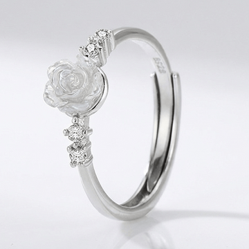 Silver Rose Diamond Ring - (Adjustable) by Rose & Oliver - product image 1