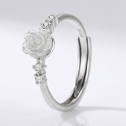 Silver Rose Diamond Ring - (Adjustable) by Rose & Oliver - product image 1